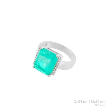 Anel de Prata Esterlina com zircônia