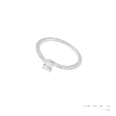 Anel de Prata Esterlina com zircônia