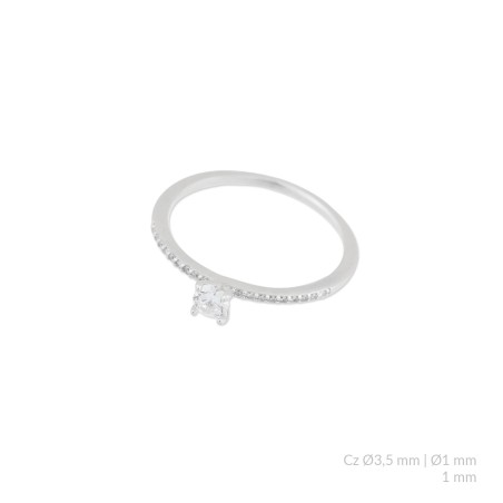 Anel de Prata Esterlina com zircônia