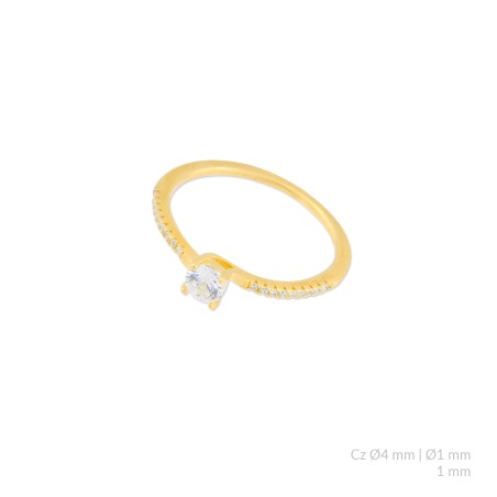 Anel de Prata Esterlina com zircônia