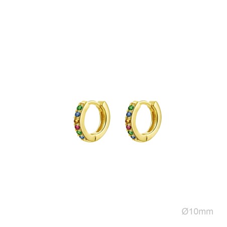 Pendientes Aro Mini Dorado Circ Multicolor 10mm