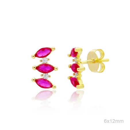 Pendientes Dorado Presión 3 Circ Rosas