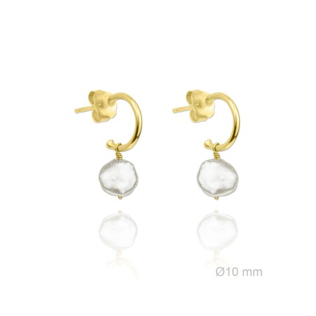 Aros Pres. 10mmØ Perla Natural Redonda Dor.