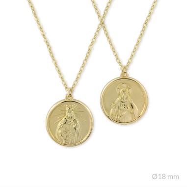 Gargantilla de Plata de Ley | Virgen del Carmen + Sagrado corazón