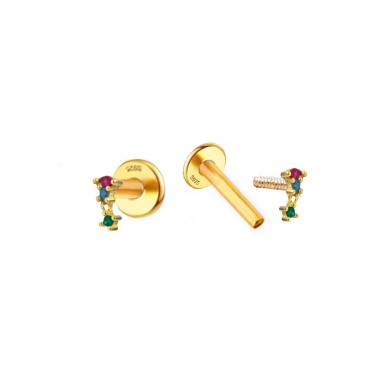 Pendientes Piercing Mini Dorado Circ Color