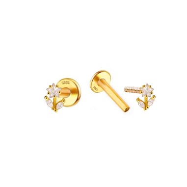 Pendientes Piercing Mini Dorado Circ Flor