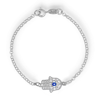 Pulsera Plata Lisa Mano Fatima 2