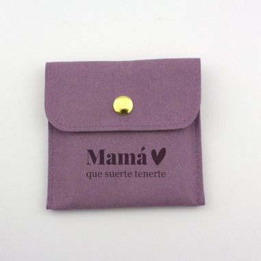 Sac à bijoux en daim violet | 8x8 cm | Mère