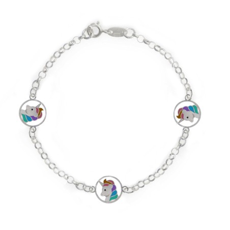 Pulsera Rolo 3 Unicornios Redondos Esmalte