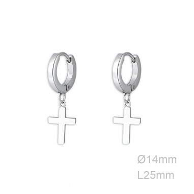 Pendientes Aro Cruz ACERO