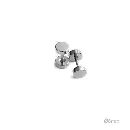 Pendientes Redondo Plano 8mm ACERO