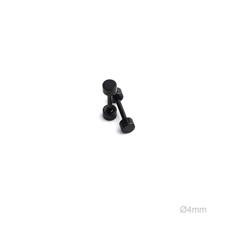 Pendientes Redondo Plano 4mm Negro ACERO