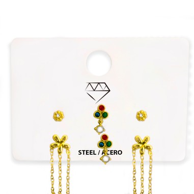 Pack 6 pares Pendientes ACERO