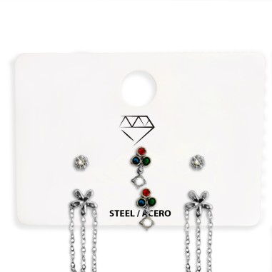 Pack 6 pares Pendientes ACERO