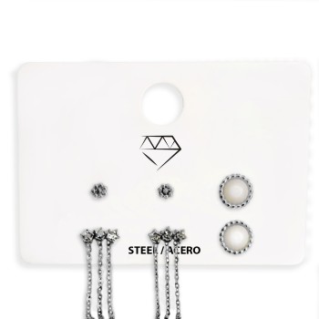 Pack 6 pares Pendientes ACERO