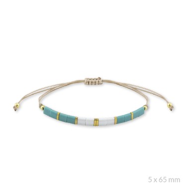 Pulsera de Plata de Ley y beads dorados