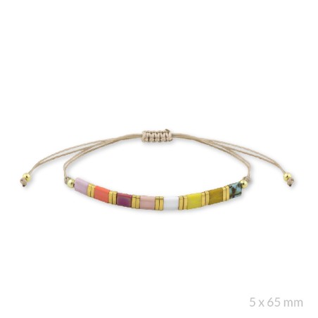 Pulsera de Plata de Ley y beads dorados