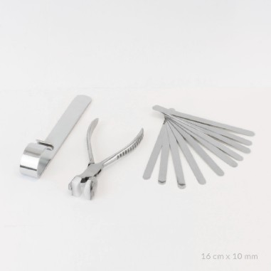 Kit de 10 bracelets en acier + outils de pliage  | 16cm x 10 mm