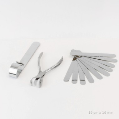 Kit básico de 10 pulseras de Acero Inoxidable + útiles de plegado | 16cm x 16 mm