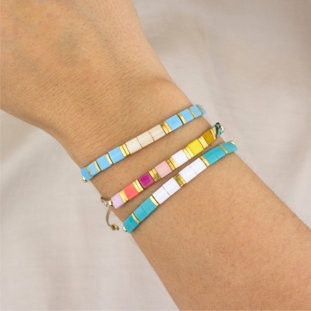 Pulsera de Plata de Ley y beads dorados