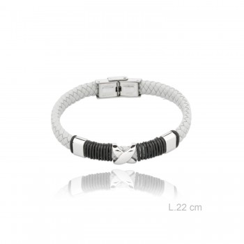Pulsera Acero Cuero...