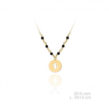 Gargantilla Cactus Piedra Negra Dorad.