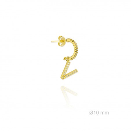 Pendiente Inicial circ. "V" Dorado