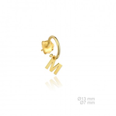 Pendientes Inicial Lisa "M" Dorado