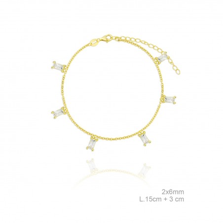 Pulsera de Plata de Ley  Chapada en Oro con Zirconitas