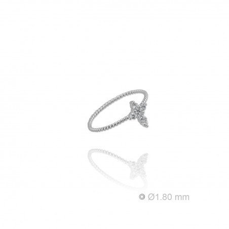 Anel de Prata Esterlina e Zircônia