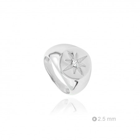 Anel de Prata Esterlina e Zircônia