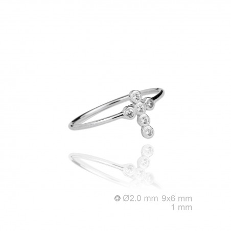 Anel de Prata Esterlina e Zircônia