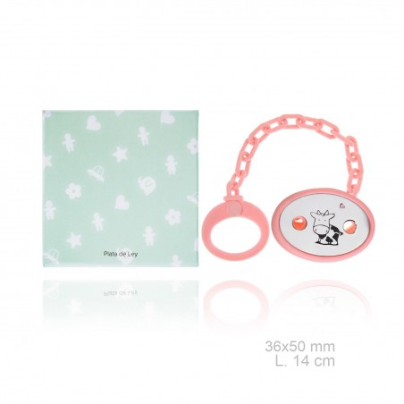 Porte-sucette en Argent avec clip en résine