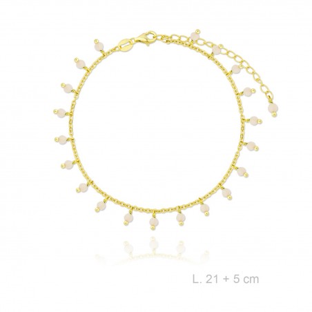 Tobillera de Plata de Ley en dorado con piedras de color 